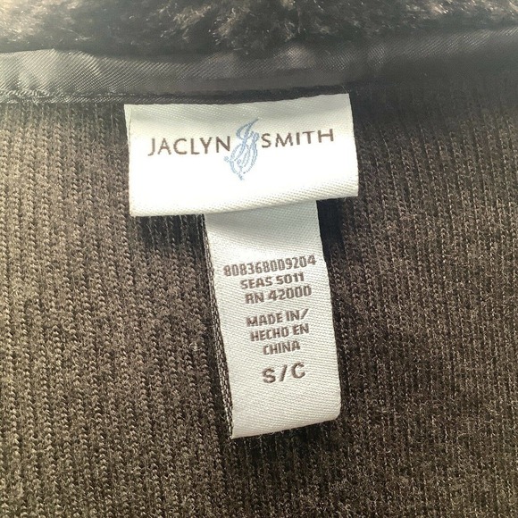 Jaclyn smith suede fabric knit faux fur brown jacket womens size S C hook & loop - Picture 8 of 8